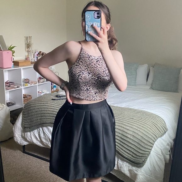 Two-Piece Glitter Fabric Midi Dress (Size 0) - A. Byer - Sparkle & Slay! - Picture 1 of 4